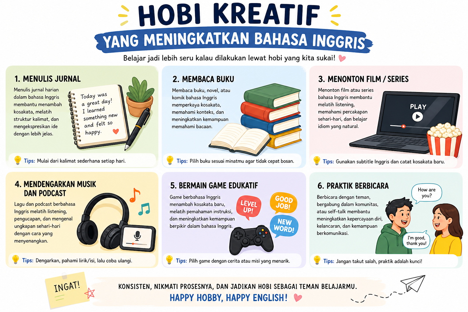 Hobi Kreatif yang Meningkatkan Bahasa Inggris - bahasa