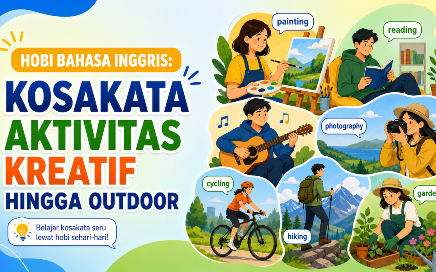 hobi - Hobi Bahasa Inggris: Kosakata Aktivitas Kreatif hingga Outdoor