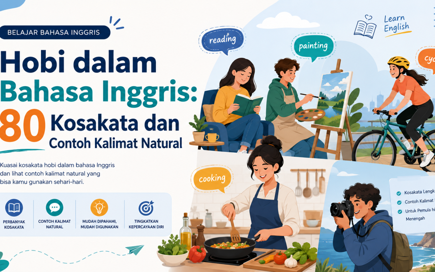 hobi - Hobi dalam Bahasa Inggris: 80 Kosakata dan Contoh Kalimat Natural